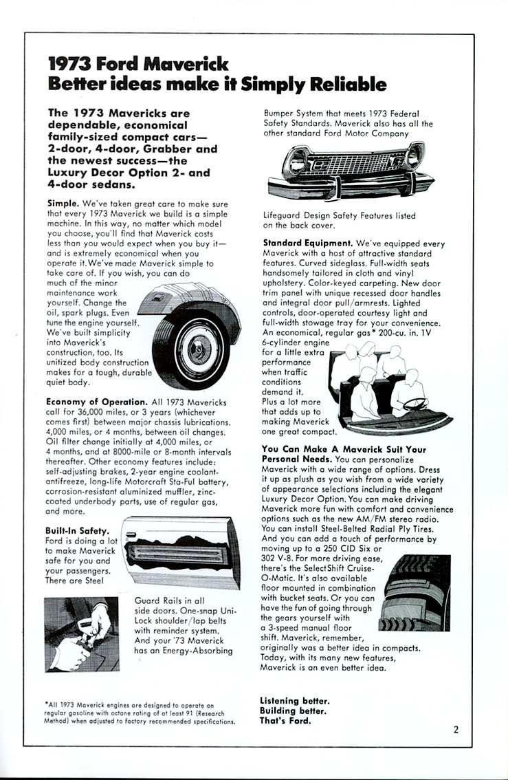 1973 Ford Maverick Brochure Page 1